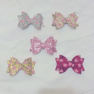 3 inch heart glitter hair bow bowknot sequin hair clip